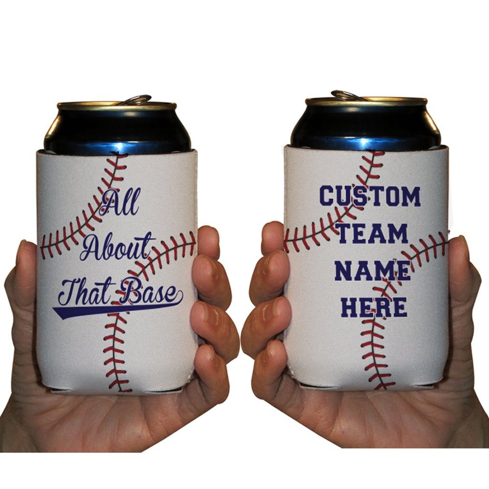 VictoryStore Can and Beverage Coolers - Custom Baseball Team Can Cooler, All About The Base", Set of 12