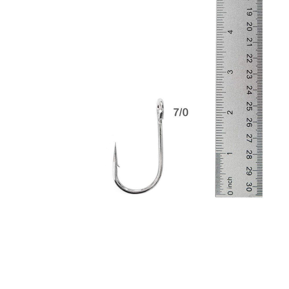 50pcs Fish WOW! Fishing 6X Strong Siwash Nickel Hooks Open Eye - Size 7/0
