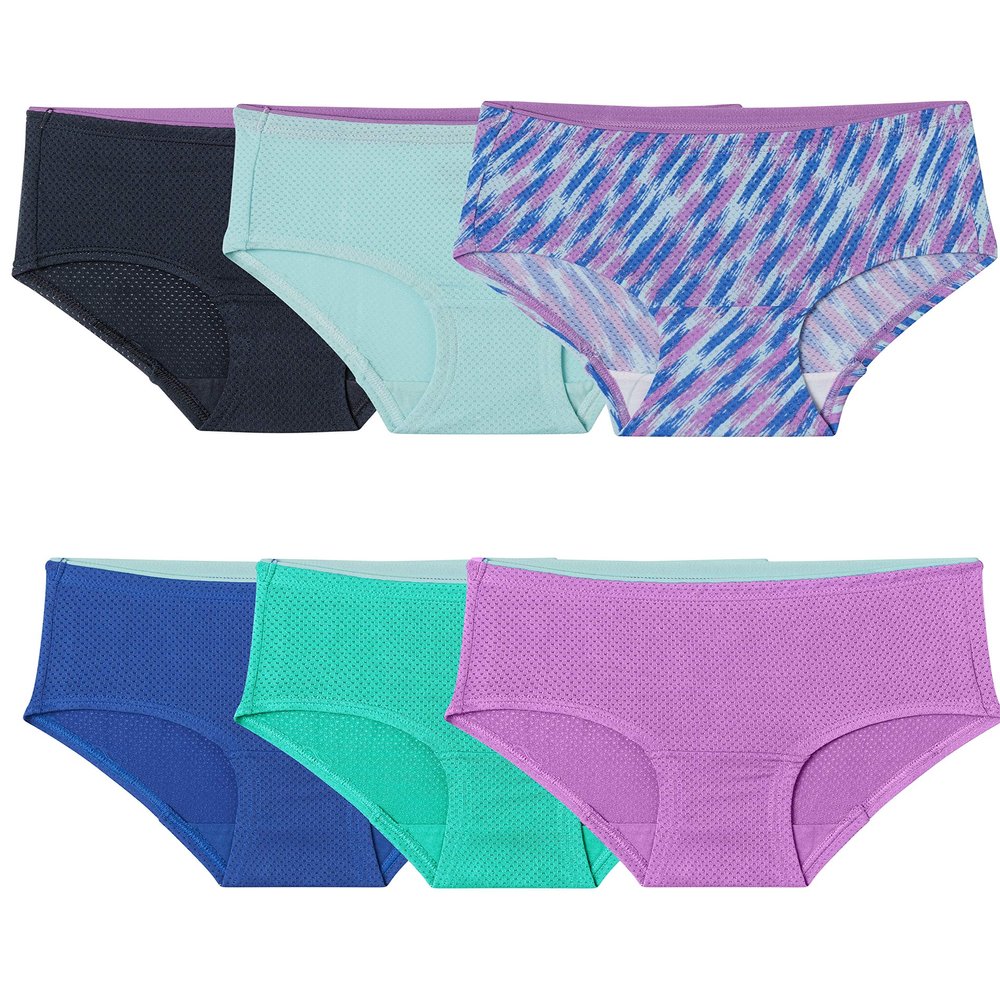 Fruit of the Loom Girls' Breathable Underwear, Brief - 6 Pack - Assorted Pack 1, 10