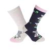 FLOSO Childrens/Kids Cotton Rich Welly Socks (2 Pairs) (7-9.5 Child US) (Blue/Pink) view 2