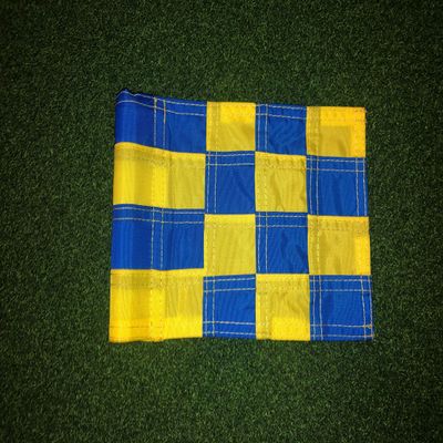 6x 8 Checkered Golf Pole Flag- UV Resistant, 400 Denier Nylon (Yellow/Blue)