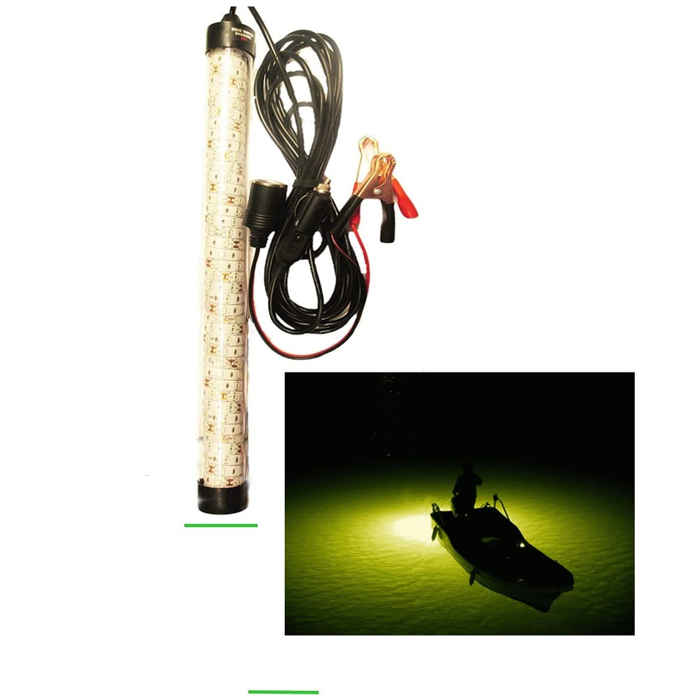 12" INCH Deluxe White 12V 25W 120 LED 3600 Lumen Submersible Fishing Light Underwater Fish Finder Lamp with 5m Cord (White)