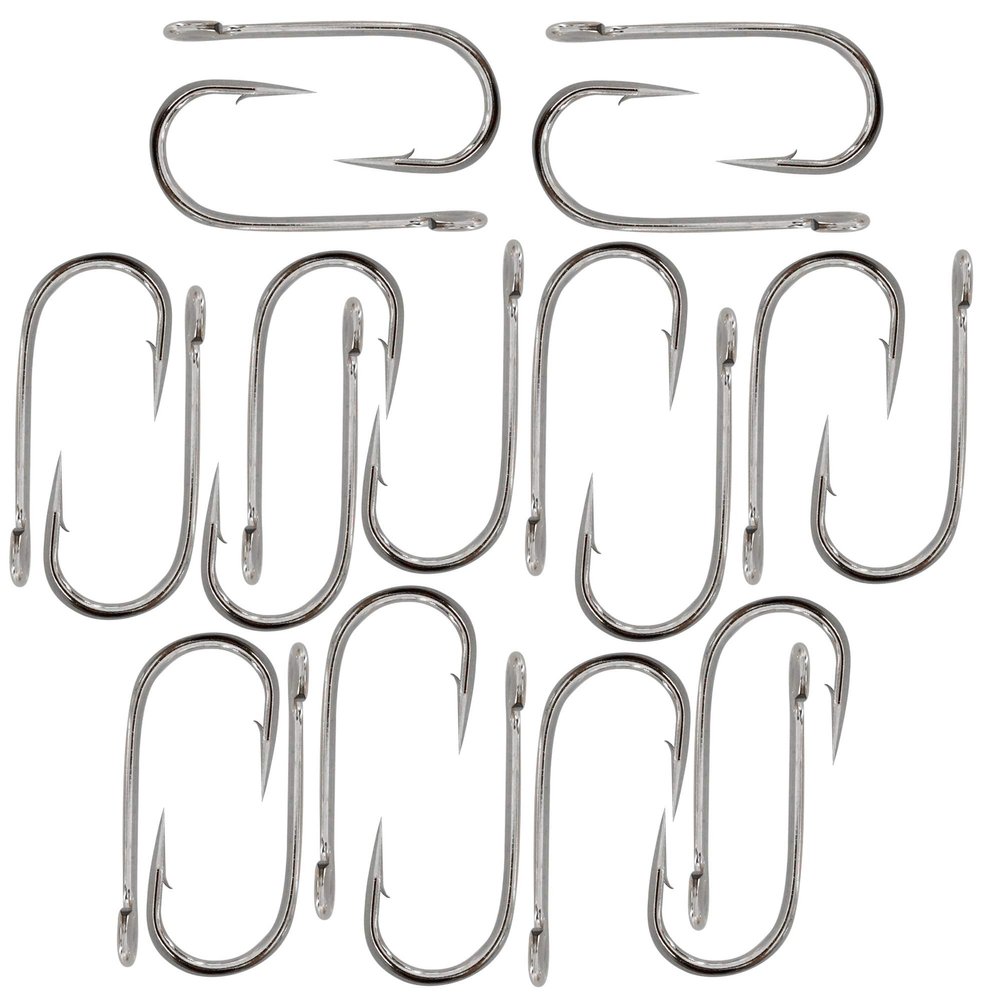20pcs Fish WOW! Fishing 6X Strong Siwash Nickel Hooks Open Eye - Size 9/0