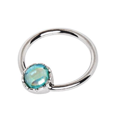 Amelia Fashion 14 Gauge Rhinestone Captive Bead Ring 316L Surgical Steel (14 Gauge Length 9/16" (14mm) Aqua)