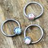 Amelia Fashion 14 Gauge Rhinestone Captive Bead Ring 316L Surgical Steel (14 Gauge Length 9/16" (14mm) Aqua) view 4