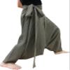 RaanPahMuang Mixed Cotton Mao Hill Tribe Pants Side Tie, X-Large, Striped Cotton - Dark Moss Green view 2