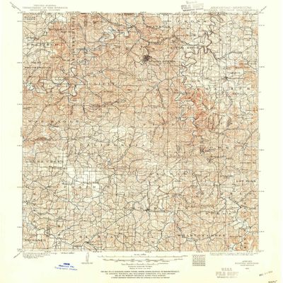 YellowMaps Eureka Springs AR topo map, 1:125000 Scale, 30 X 30 Minute, Historical, 1900, Updated 1954, 20.8 x 17 in - Tyvek