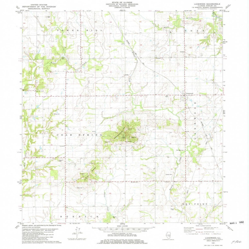 YellowMaps Lakewood IL topo map, 1:24000 Scale, 7.5 X 7.5 Minute, Historical, 1981, Updated 1982, 26.8 x 22 in - Tyvek