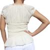 RaanPahMuang Ladies Baby Doll Serving Shirt with Smock Waist and Laced Collar, Large, Cream view 2