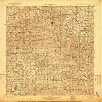 YellowMaps Eureka Springs AR topo map, 1:125000 Scale, 30 X 30 Minute, Historical, 1901, Updated 1916, 19.9 x 16.5 in - Tyvek
