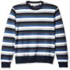 Amazon Essentials Men's Long-Sleeve Crewneck Sweater, 100% Cotton, Big & Tall Options Available, Multicolor Stripe, Medium view 1