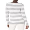 Amazon Essentials Women's Regular-Fit Lightweight Long-Sleeve V-Neck Sweater (Available in Plus Size), Light Grey Heather White Rugby Stripe, Medium view 3