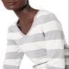 Amazon Essentials Women's Regular-Fit Lightweight Long-Sleeve V-Neck Sweater (Available in Plus Size), Light Grey Heather White Rugby Stripe, Medium view 4