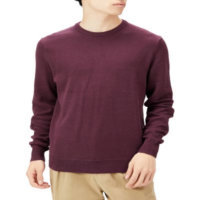 Amazon Essentials Men's Long-Sleeve Crewneck Sweater, 100% Cotton, Big & Tall Options Available, Burgundy, Medium