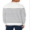 Amazon Essentials Men's Long-Sleeve Crewneck Sweater, 100% Cotton, Big & Tall Options Available, Navy White Placed Stripe, Large view 2