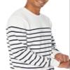 Amazon Essentials Men's Long-Sleeve Crewneck Sweater, 100% Cotton, Big & Tall Options Available, Navy White Placed Stripe, Large view 3