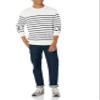 Amazon Essentials Men's Long-Sleeve Crewneck Sweater, 100% Cotton, Big & Tall Options Available, Navy White Placed Stripe, Large view 4