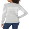 Amazon Essentials Women's Long-Sleeve Lightweight Crewneck Sweater (Available in Plus Size), Light Grey Heather White Placed Stripe, XX-Large view 3