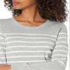 Amazon Essentials Women's Long-Sleeve Lightweight Crewneck Sweater (Available in Plus Size), Light Grey Heather White Placed Stripe, XX-Large view 4