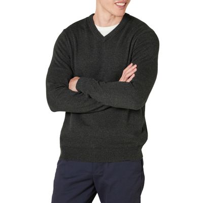 Amazon Essentials Men's V-Neck Pullover Sweater (Available in Big & Tall), Charcoal Heather, X-Small