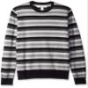 Amazon Essentials Men's Long-Sleeve Crewneck Sweater, 100% Cotton, Big & Tall Options Available, Black Grey Stripe, X-Large view 1