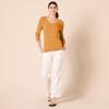 Amazon Essentials Women's Regular-Fit Lightweight Long-Sleeve V-Neck Sweater (Available in Plus Size), Mustard Heather, Large view 4