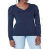Amazon Essentials Women's Regular-Fit Lightweight Long-Sleeve V-Neck Sweater (Available in Plus Size), Navy, X-Small view 1
