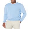 Amazon Essentials Men's Long-Sleeve Crewneck Sweater, 100% Cotton, Big & Tall Options Available, Light Blue Heather, Medium view 1