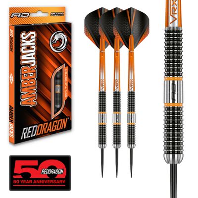 RED DRAGON Amberjack 18: 24g Tungsten Darts Set with Flights and Shafts (Stems)