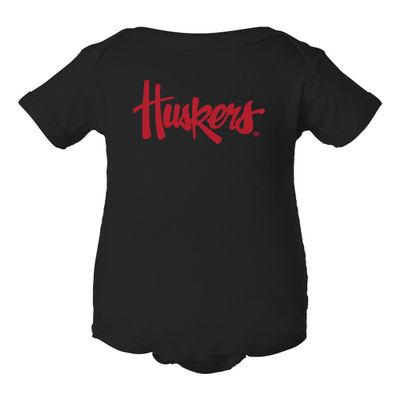 CornBorn Nebraska Legacy Script Huskers Infant Onesie - Black - 12M