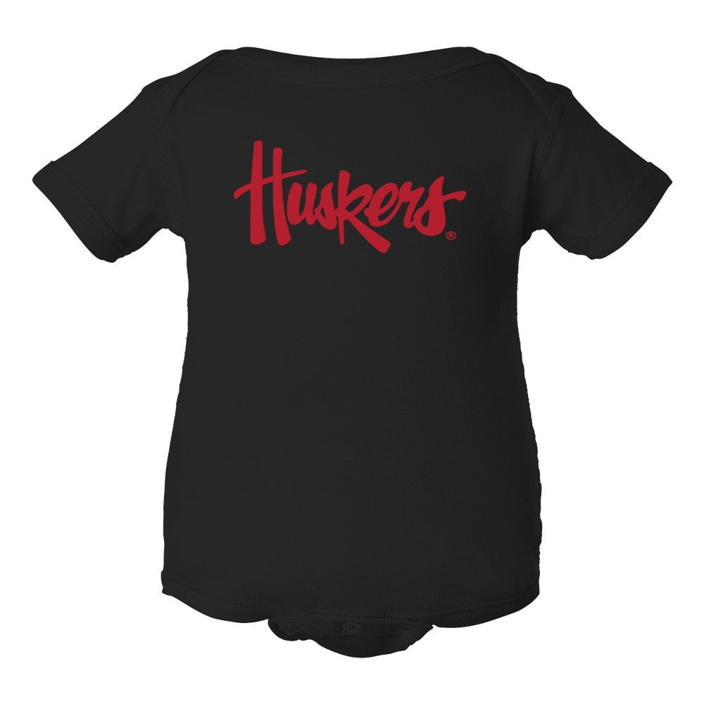 CornBorn Nebraska Legacy Script Huskers Infant Onesie - Black - 12M