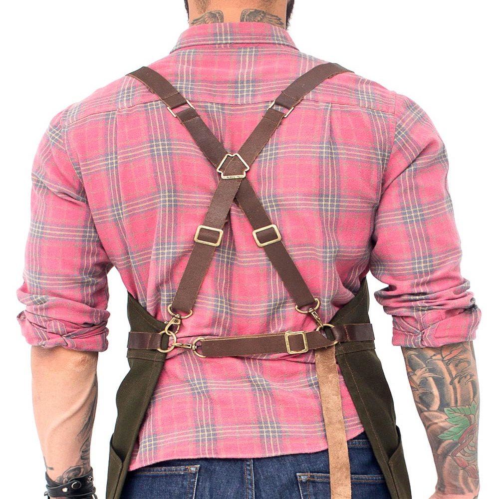 Under NY Sky Real Leather Strap for Apron - Cross Shoulder & Waist Set - Brown