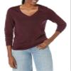 Amazon Essentials Women's Regular-Fit Lightweight Long-Sleeve V-Neck Sweater (Available in Plus Size), Dark Burgundy, Medium view 1