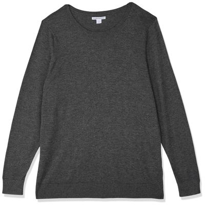 Amazon Essentials Women's Long-Sleeve Lightweight Crewneck Sweater (Available in Plus Size), Charcoal Heather, X-Small