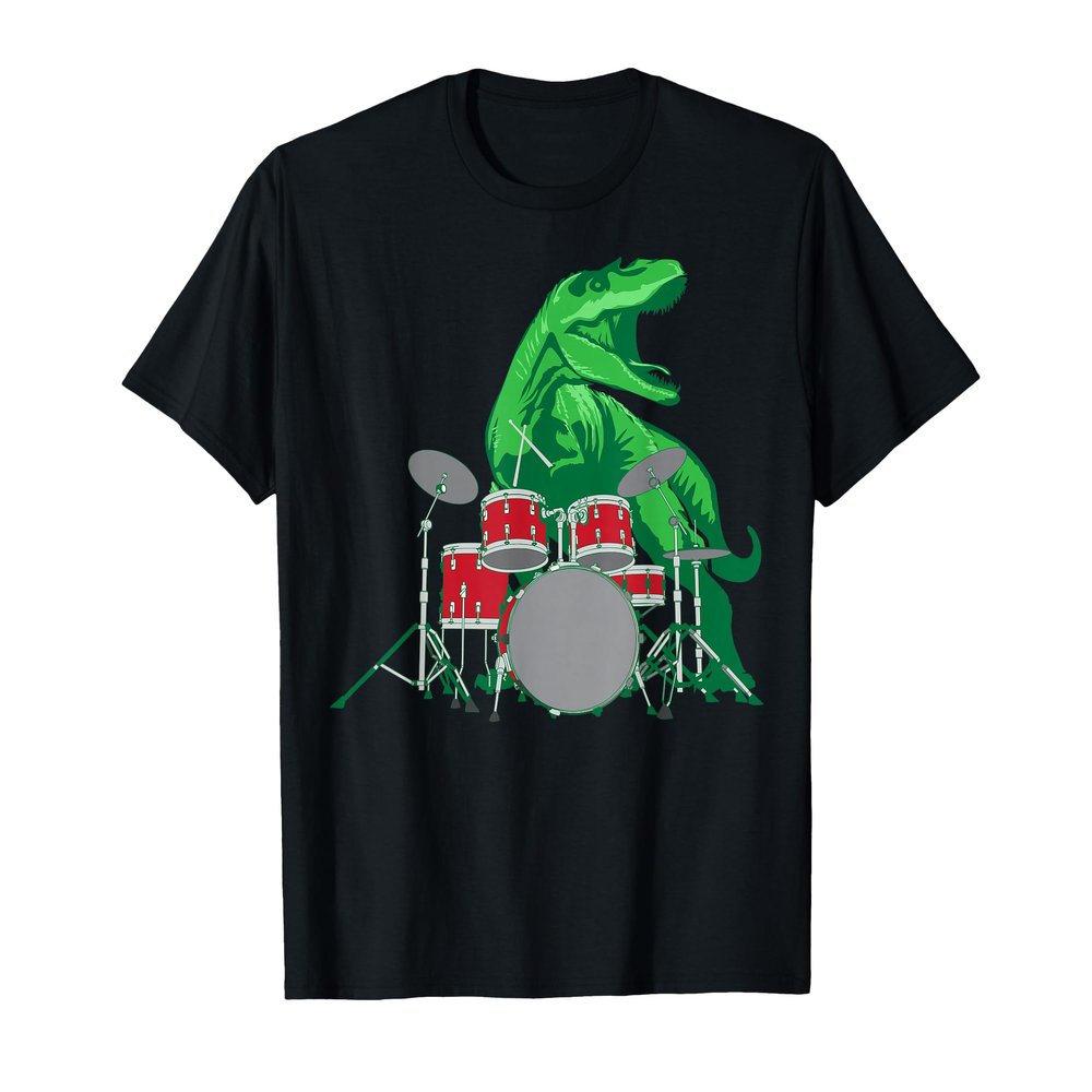 Cool Dinosaur Drummer Shirt - Best Gift For All Drummers T-Shirt