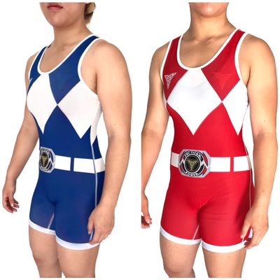 TRI-TITANS Women's Power Reversible Red and Blue Wrestling Singlet - Freestyle Greco Roman Folkstyle (Adult L: 165lbs-185lbs)