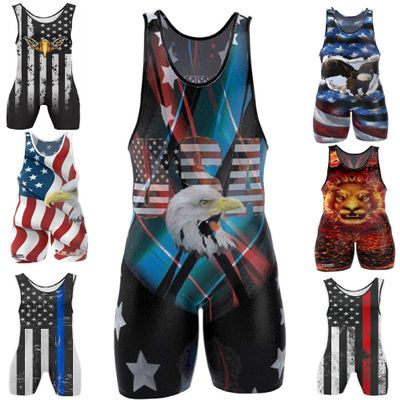 4 Time All American Sublimated Wrestling Singlet  Stitched & Durable Mens Singlet  Singlet for Wrestling, MMA & Powerlifting Wrestling Singlet Youth Boys (USA Black, XXXL 251-280 lbs.)