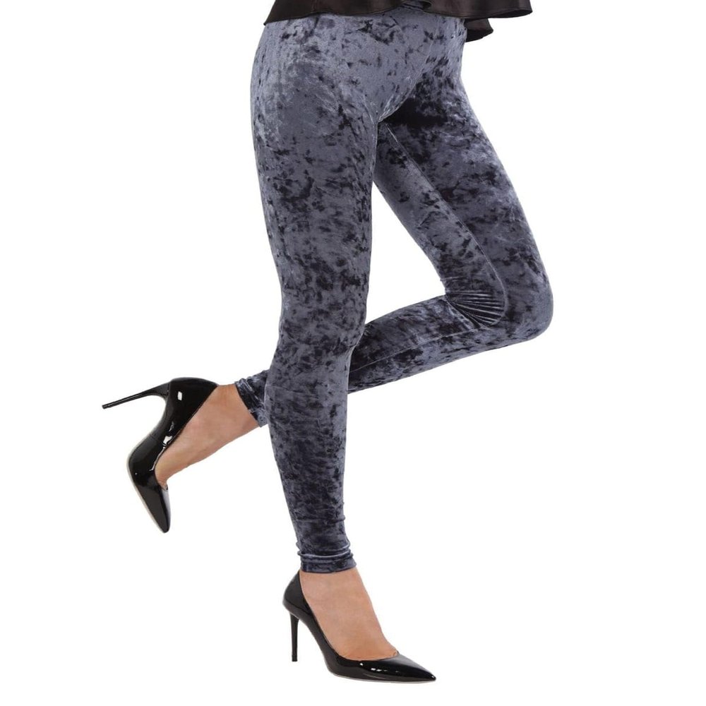 MeMoi Crushed Velvet Stretch Leggings Navy Large/X-Large