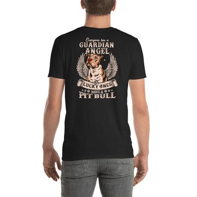 Everyone Has A Guardian Angel, Lucky Ones Have A Pitbull Short-Sleeve Unisex T-Shirt Black