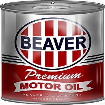 Beaver Premium Motor Oil Can Reproduction Man Cave Metal Sign 12x18