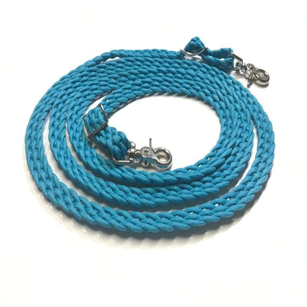 flat braided paracord reins neon turquoise FR16