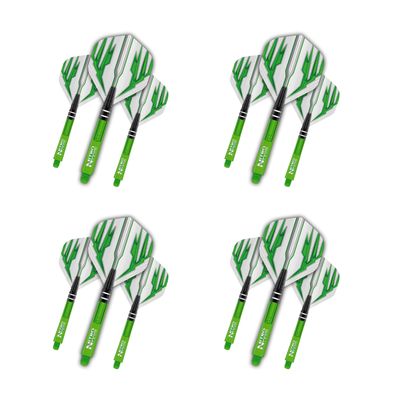 Red Dragon Darts Flights and Flight & Shaft Combo Green - 4 Sets of Standard Flights and 4 Sets of Medium Nitrotech Shafts Per Pack & Red Dragon Checkout Card