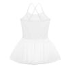dPois Kids Girls' Spaghetti Straps Shiny Sequined Ballet Dance Leotard Tutu Dress Skirt Dancewear White 5-6 view 2