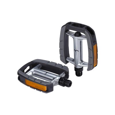 BBB Cycling City Bike Pedals Flat 9/16" with Reflectors Aluminium Durable Anti-Slip Lightweight for Urban and Electric Bike's ComfortLight BPD-43, Black