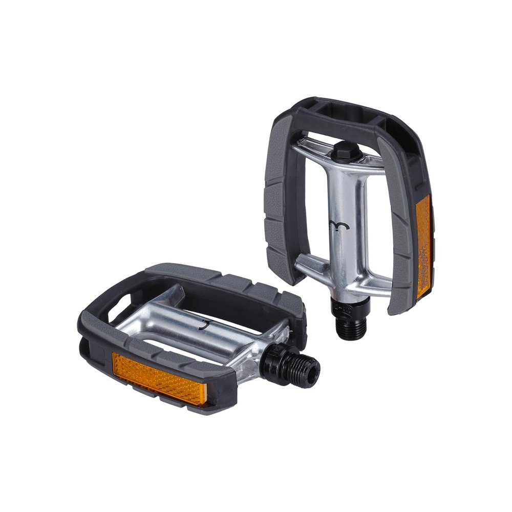BBB Cycling City Bike Pedals Flat 9/16" with Reflectors Aluminium Durable Anti-Slip Lightweight for Urban and Electric Bike's ComfortLight BPD-43, Black