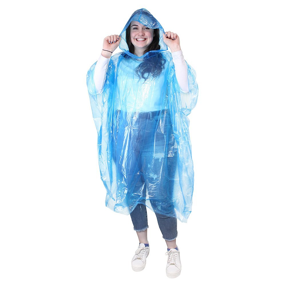 eBuyGB Emergency Waterproof Rain Poncho - Outdoor Pacamac (Transparent Blue)