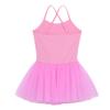 dPois Kids Girls' Spaghetti Straps Shiny Sequined Ballet Dance Leotard Tutu Dress Skirt Dancewear Pink 5-6 view 2