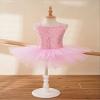 dPois Kids Girls' Spaghetti Straps Shiny Sequined Ballet Dance Leotard Tutu Dress Skirt Dancewear Pink 5-6 view 3