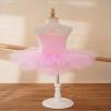 dPois Kids Girls' Spaghetti Straps Shiny Sequined Ballet Dance Leotard Tutu Dress Skirt Dancewear Pink 5-6 view 4