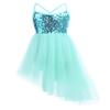 dPois Kids Girls' Sequins Criss Cross Camisole Leotard Ballet Dance Tutu Dress Ballerina Performance Dance Wear Outfit Mint Green 8-10 view 1